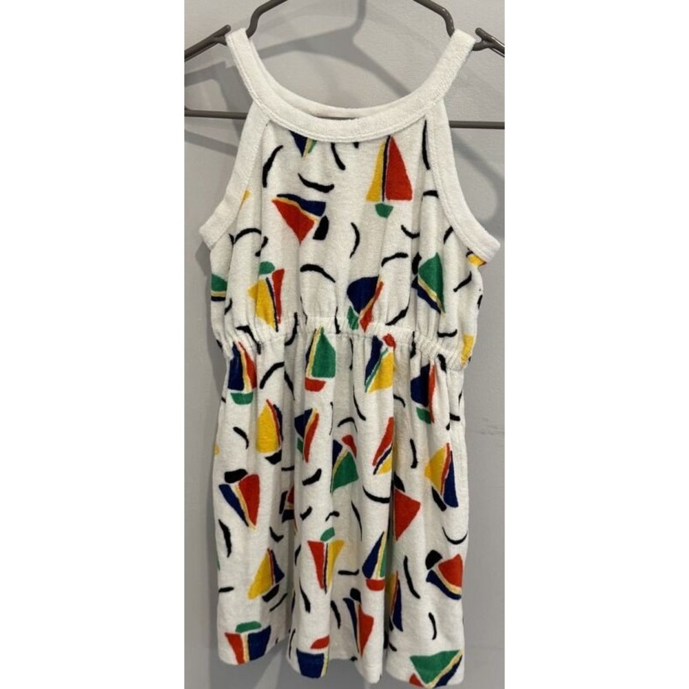Hanna Andersson Girls Terry Cloth Dress Sailboat Print Pockets Size 120 6 7